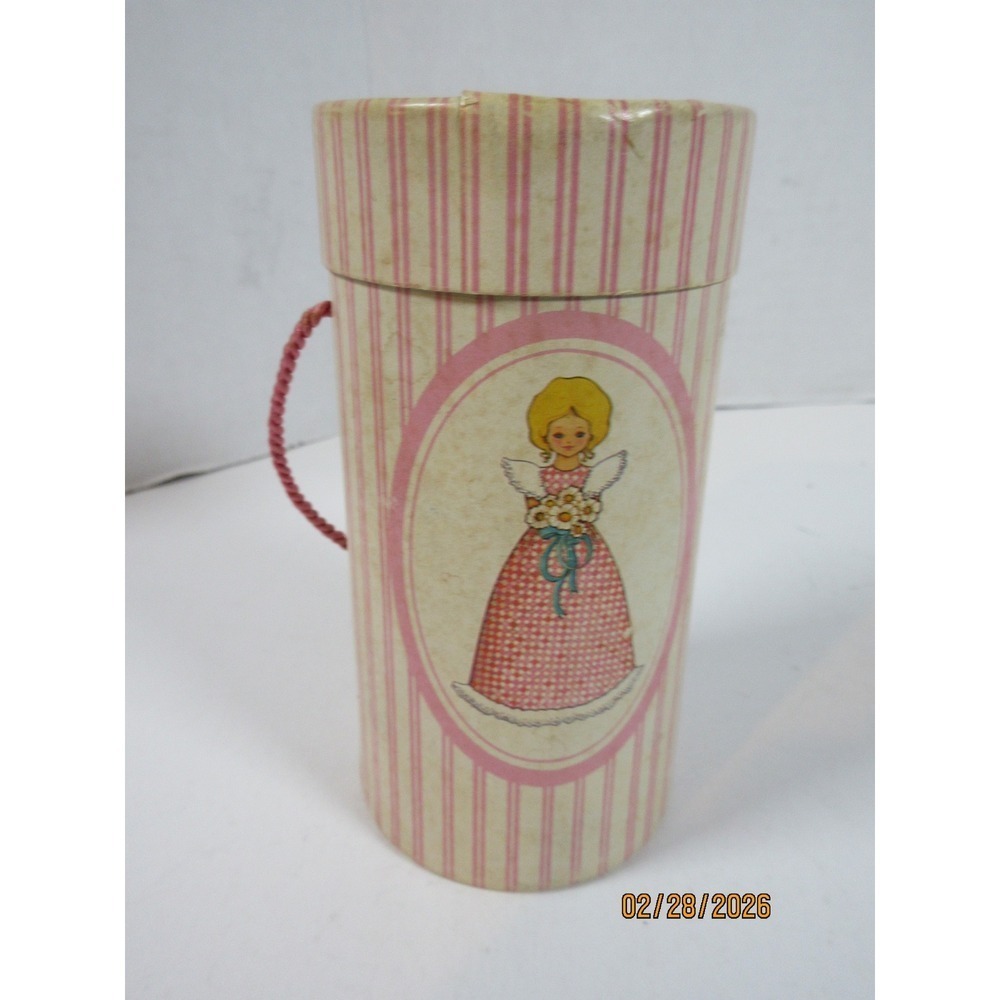 Vintage 1980 Amway Paddi Powder Talc Mitt Set Shaker Pink Gingham Case E-8473